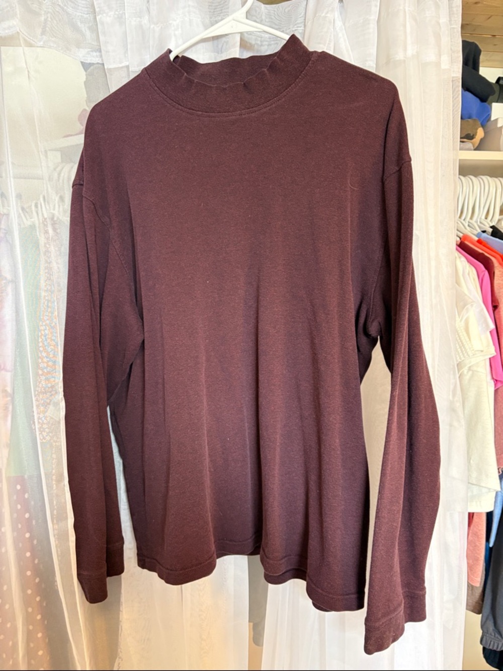 Women's Long Sleeve Mock Neck Sweatshirt - Burgundy